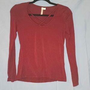 Love Charm maroon women's long sleeve t-shirt, size S